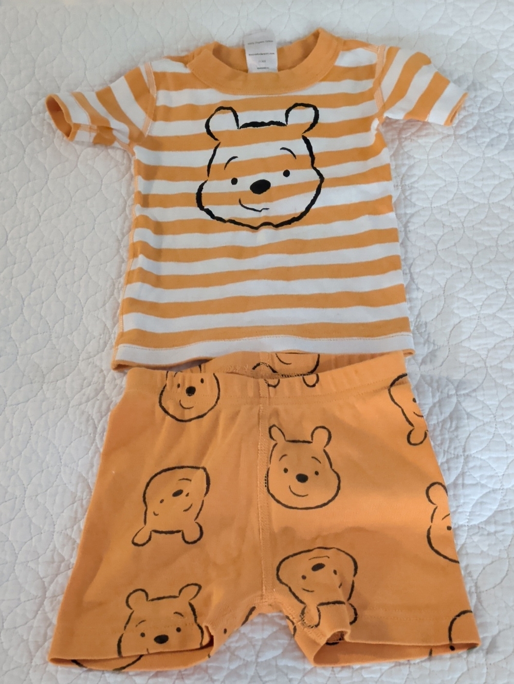 Hanna Andersson Orange and White Striped Bear Pajama Set